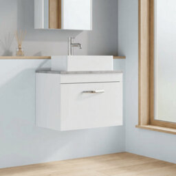 Balterley Millwich Contemporary 1 Drawer Wall Hung Vanity Unit With Laminate Black Galaxy Granite Worktop, 600mm - thumbnail 3
