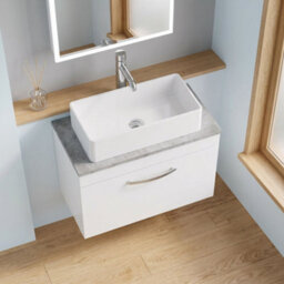 Balterley Millwich Contemporary 1 Drawer Wall Hung Vanity Unit With Laminate Black Galaxy Granite Worktop, 600mm - thumbnail 4