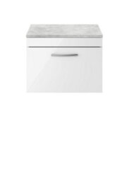 Balterley Millwich Contemporary 1 Drawer Wall Hung Vanity Unit With Laminate Black Galaxy Granite Worktop, 600mm - thumbnail 1