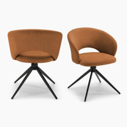 Furniturebox Uk Anika Terracotta Orange Fabric Swivel Office Chair - thumbnail 6