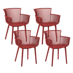 Beliani Set Of 4 Garden Chairs Pesaro Red