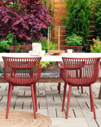 Beliani Set Of 4 Garden Chairs Pesaro Red - thumbnail 2