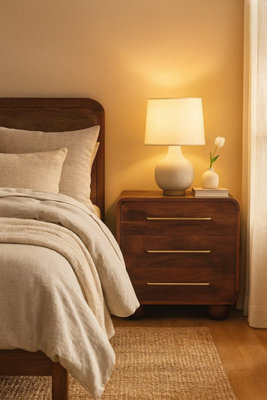Artisan Furniture Solid Wood 3-Drawer Rounded Chest, Ball-Feet, Dark Brown - image 1