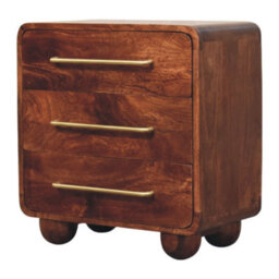 Artisan Furniture Solid Wood 3-Drawer Rounded Chest, Ball-Feet, Dark Brown - thumbnail 4