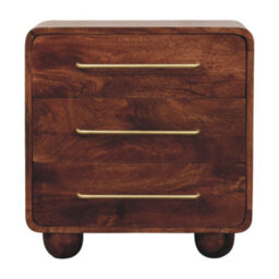 Artisan Furniture Solid Wood 3-Drawer Rounded Chest, Ball-Feet, Dark Brown - thumbnail 2