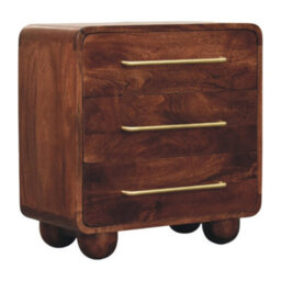 Artisan Furniture Solid Wood 3-Drawer Rounded Chest, Ball-Feet, Dark Brown - thumbnail 3