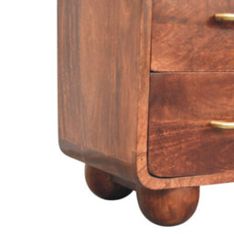 Artisan Furniture Solid Wood 3-Drawer Rounded Chest, Ball-Feet, Dark Brown - thumbnail 8