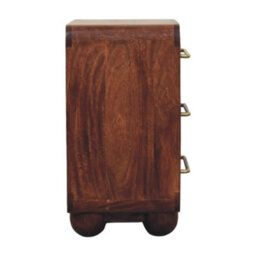 Artisan Furniture Solid Wood 3-Drawer Rounded Chest, Ball-Feet, Dark Brown - thumbnail 9
