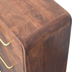 Artisan Furniture Solid Wood 3-Drawer Rounded Chest, Ball-Feet, Dark Brown - thumbnail 6