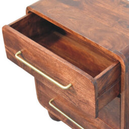 Artisan Furniture Solid Wood 3-Drawer Rounded Chest, Ball-Feet, Dark Brown - thumbnail 7