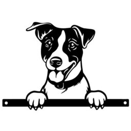 Betley Butterfly Peeking Jack Russell Dog Fence Topper Black Metal Silhouette Garden Decoration - Mild Steel - Black Powder Coated - 22.5Cm X 32Cm - thumbnail 2