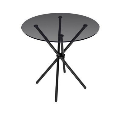 LPD Casa Smoked Top Black Legs Dining Table - Glass - L90 X W90 X H74.5 Cm - image 1