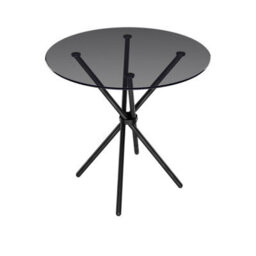LPD Casa Smoked Top Black Legs Dining Table - Glass - L90 X W90 X H74.5 Cm