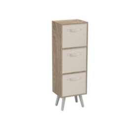 Urbn-Living Antique Oak 3-Tier 3-Drawer Cube Shelving Unit With Scandinavian Legs - thumbnail 3