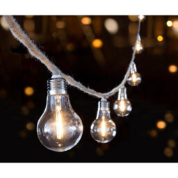 Premier Decorations Limited 10 Bulb Jute Rope Party Garden String Lights Warm White Led A60 Bulb Lights 4.5M - thumbnail 1