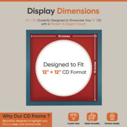 "16X16"" Navy Blue Modern Vinyl Record Frame With Crimson Mount For 12 Inch Lp Disc - Ak Frames" - thumbnail 2