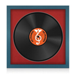 "16X16"" Navy Blue Modern Vinyl Record Frame With Crimson Mount For 12 Inch Lp Disc - Ak Frames"