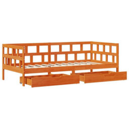 Berkfield Daybed With Drawers Without Mattress Wax Brown 80X200 Cm Solid Wood - thumbnail 9