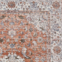 Brown Terracotta Traditional Abstract Bordered 10mm Thick Stain-Resistant Rug For Bedroom, & Living Room-80Cm X 300Cm (Runner) - thumbnail 3