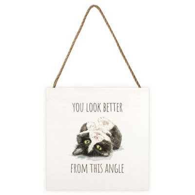 Louise Nisbet Wooden Black & White Cat Plaque White/black (One Size)