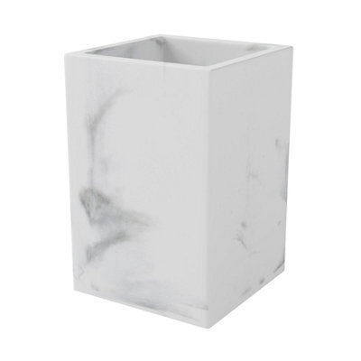 GoodHome Elland Matt White & Grey Marble Effect Polyresin Tumbler - image 1