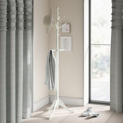 Aspect Furniture Cleo Wooden Coat Stand With 9 Hooks-Solid Wood In White Finish - image 1