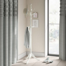 Aspect Furniture Cleo Wooden Coat Stand With 9 Hooks-Solid Wood In White Finish
