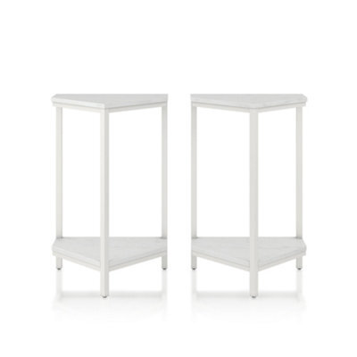 Dorel Home Scarlett End Table Set White Marble - image 1