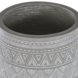 Beliani Boho Tall Round Plant Stand Light Grey Magnesium With Beechwood Base, W44 X D44 X H61Cm - thumbnail 4