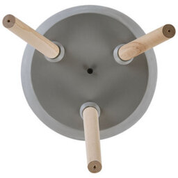 Beliani Boho Tall Round Plant Stand Light Grey Magnesium With Beechwood Base, W44 X D44 X H61Cm - thumbnail 5