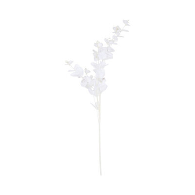 Deenz Set Of 2 Stems Metallic Silk Leaves Eucalyptus Spray Coated In Plastic Artificial Plant Rustic Centrepiece White 90X20X8 Cm - image 1