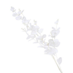 Deenz Set Of 2 Stems Metallic Silk Leaves Eucalyptus Spray Coated In Plastic Artificial Plant Rustic Centrepiece White 90X20X8 Cm - thumbnail 4
