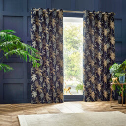 Wylder Galapagos Jacquard Room Darkening Eyelet Curtain Pair Navy (W)117Cm X (D)137Cm - thumbnail 5