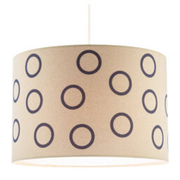 Happy Homewares Midnight Navy Blue Open Circle Pattern Linen Fabric Drum Lamp Shade - thumbnail 2