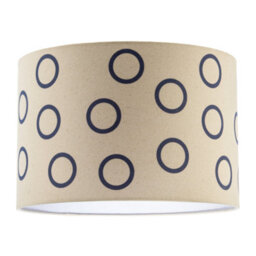 Happy Homewares Midnight Navy Blue Open Circle Pattern Linen Fabric Drum Lamp Shade - thumbnail 1