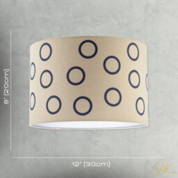 Happy Homewares Midnight Navy Blue Open Circle Pattern Linen Fabric Drum Lamp Shade - thumbnail 7
