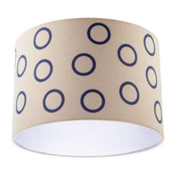 Happy Homewares Midnight Navy Blue Open Circle Pattern Linen Fabric Drum Lamp Shade - thumbnail 5