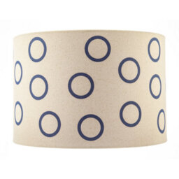 Happy Homewares Midnight Navy Blue Open Circle Pattern Linen Fabric Drum Lamp Shade - thumbnail 4