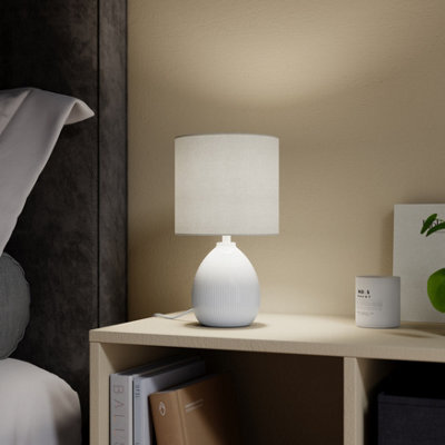 Teardrop Matt White & Taupe Table Lamp - image 1
