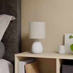 Teardrop Matt White & Taupe Table Lamp - thumbnail 7