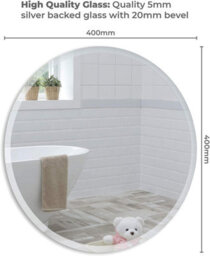 Mood Premium Round Bathroom Mirror Wall Mounted, Frameless, Bevelled Edges (40Cm X 40Cm) - thumbnail 3