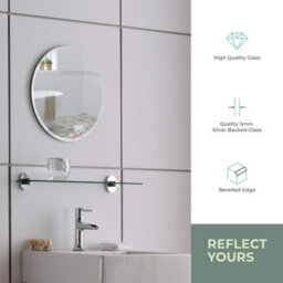 Mood Premium Round Bathroom Mirror Wall Mounted, Frameless, Bevelled Edges (40Cm X 40Cm) - thumbnail 2