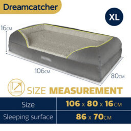 Dreamcatcher Grey Extra Large Dog Bed Orthopaedic Shredded Memory Foam, Xl Fleece Sleeping Area, Non Slip Base, Washable Cover - thumbnail 7