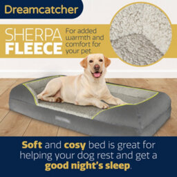 Dreamcatcher Grey Extra Large Dog Bed Orthopaedic Shredded Memory Foam, Xl Fleece Sleeping Area, Non Slip Base, Washable Cover - thumbnail 3