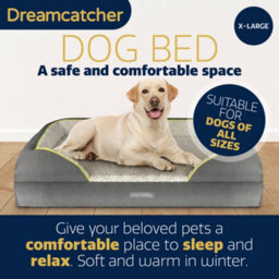 Dreamcatcher Grey Extra Large Dog Bed Orthopaedic Shredded Memory Foam, Xl Fleece Sleeping Area, Non Slip Base, Washable Cover - thumbnail 2