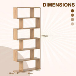 Tree Shaped Bookcase 6-Tier S Shape Wood Bookcase Display - thumbnail 2
