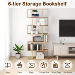 Tree Shaped Bookcase 6-Tier S Shape Wood Bookcase Display - thumbnail 4