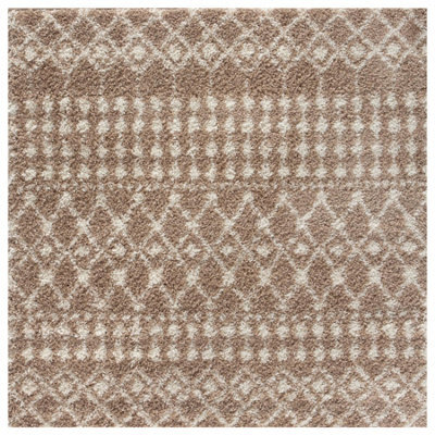 The Rugs Soft Moroccan Diamond Shaggy Rugs And Runners High Pile Beige And Ivory Living Room Kitchen Hallway 1020 - image 1