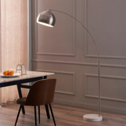 Teamson Home Arc Curved Standing Floor Lamp With Bell Shade & Marble Base - Brushed Nickel/white Marble - 110 X 32 X 173 (Cm) - thumbnail 3
