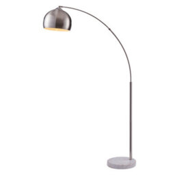 Teamson Home Arc Curved Standing Floor Lamp With Bell Shade & Marble Base - Brushed Nickel/white Marble - 110 X 32 X 173 (Cm)